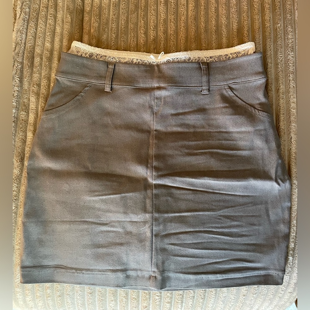 Wild Fable Gray Mini Skirt with White Lace